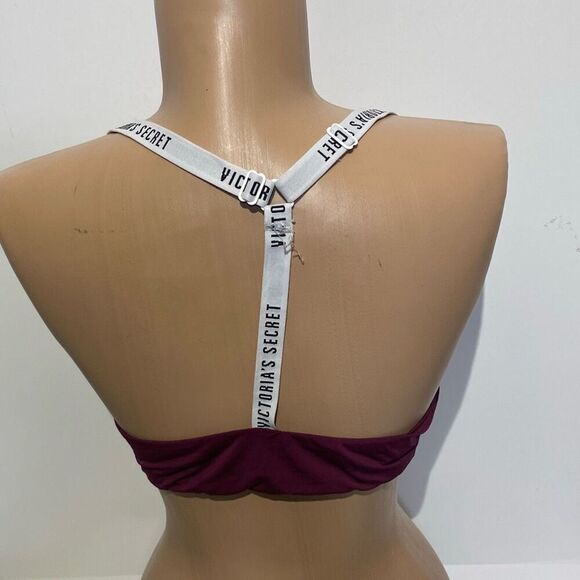 Victoria's Secret Women's Burgundy Logo Lightly Lined Demi T-Shirt Bra Size 36B - Picture 3 of 7